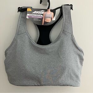Avia racerback sports bra medium support removeable pads grey size L